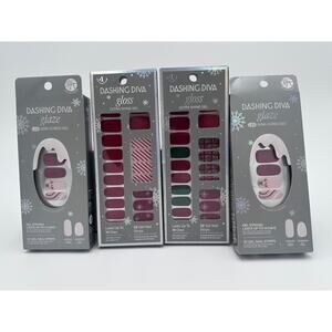 Dashing Diva Holiday Gel Nail Strips Lot of 4 Assorted Colors‎ and Patterns NEW
